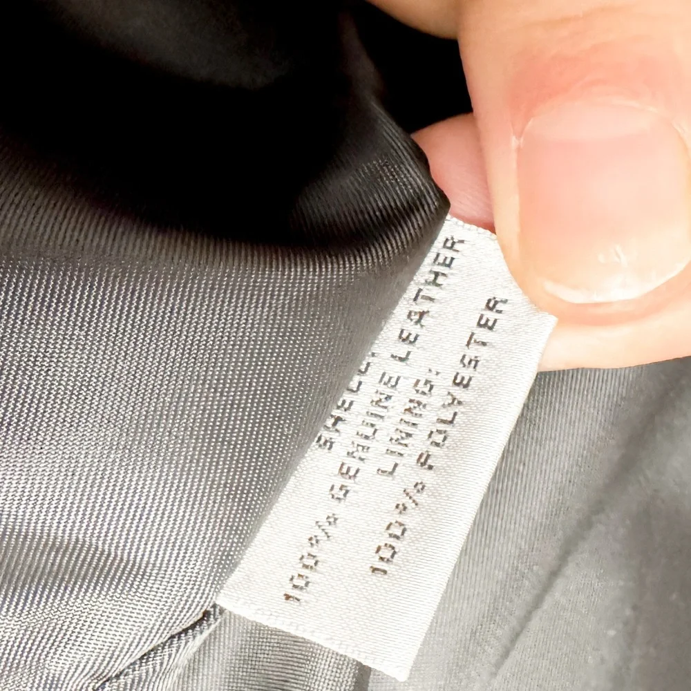 Preston and York Pleated Front‎ Genuine Leather Zip Up Jacket Black Small
